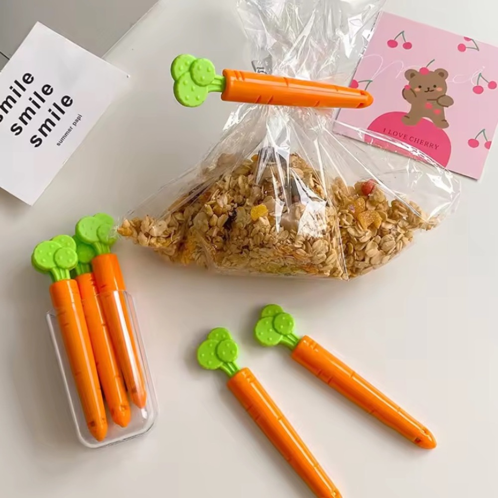 Orange and Green Carrot-Shaped Chip Clips